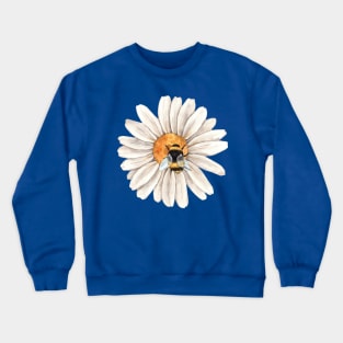 Honey Bee on Daisy Flower in Watercolor Crewneck Sweatshirt